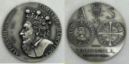 MEDALLA COMTE DE BARCELONA. ALFONS II "EL BENIGNE". ASOCIACION NUMISMATICA SABADELL. Croat1980 PLATA - Non Classés