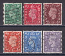 Grande Bretagne - 1936 - 1954 -  George  VI  -  Y&T N °  209  210  211  212  213  214   Oblitérés - Used Stamps