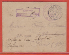 ALLEMAGNE LETTRE CAMP DE PRISONNIERS DE 1914 DE AMBERG POUR PARIS FRANCE - Gevangenenpost