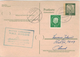 Ganzsache Dürer Hamburg 4.7.1962 > Wien - British Submarine HMS Aurochs - Stempel Ohne PLZ [weil Neue PLZ Kommen] - Postkarten - Gebraucht