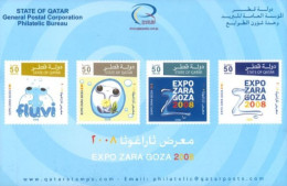 QATAR  -  2008, POSTAL STAMPS BULETIN OF EXPO ZARA GOZA  AND TECHNICAL DETAILS. - Qatar