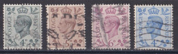 Grande Bretagne - 1936 - 1954 -  George  VI  -  Y&T N °  215  216  217  250    Oblitéré - Oblitérés