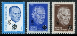 Türkiye 1989 Mi 2844-2846 MNH ATATÜRK, Regular Issue Stamps (overprinted) - Ongebruikt