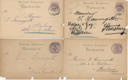 LOT  DE 4 ENTIERS ALLEMAND  OBITERATIONS DIVERSES ALSACE  ANNEE 1877 - Cartas & Documentos