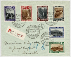 Belgisch Kongo 1938, Brief Ersttag Einschreiben Leopoldville - Bruxelles (Belgien), Nationalpark / Parcs Nationaux - Storia Postale