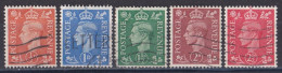 Grande Bretagne - 1936 - 1954 -  George  VI  -  Y&T N °  251   252   253   254   255   Oblitéré - Usados