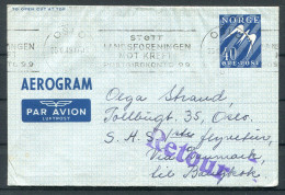 1949 Norway 40ore Aerogram Oslo - Bangkok Thailand  - Storia Postale