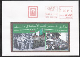 Année 2012 : Flamme Du 50e Anniversaire Du 5 Juillet 1962 (5CF6)- Enveloppe Illustrée - Algeria (1962-...)