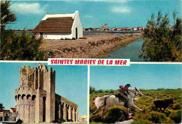 13 - Les Saintes Maries De La Mer - Multivues - Chevaux - Gardians - Flamme Postale - CPM - Voir Scans Recto-Verso - Saintes Maries De La Mer