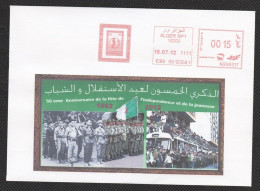 Année 2012 : Flamme Du 50e Anniversaire Du 5 Juillet 1962 (1CB9)- Enveloppe Illustrée - Algeria (1962-...)