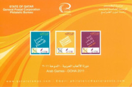 QATAR  -  2011, POSTAL STAMP BULETIN OF ARAB GAMES - DOHA  AND TECHNICAL DETAILS. - Qatar