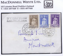 Ireland 1950 Holy Year Set On First Day Cover, Clear Dublin Cds BAILE ATHA CLIATH 11 IX 50 - FDC