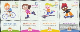 Israel 1754-1757 Quad Strip With Tab (complete Issue) Unmounted Mint / Never Hinged 2003 Child And Cycling - Unused Stamps (with Tabs)