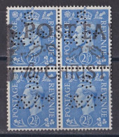 Grande Bretagne - 1936 - 1954 -  George  VI  -  Y&T N °  213  Bloc De 4  Perforé - Usados