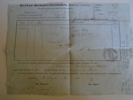 ZA488.12    Neckar Dampfschifffahrt  (Heilbronnen Gesellschaft) 1850 -  Wasser Zoll AMT Heidelberg  -Shipping Document - 1800 – 1899