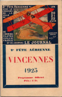 2e FETE AERIENNE VINCENNES 1925 AVIATION - Vliegtuig