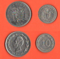 Ecuador 10 Centavos 1968 +Un Sucre 1986 South America Steel + Nickel Coin  C1 - Equateur