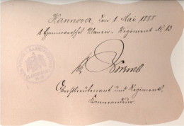 ! 1888 Autograph Karl Von Wurmb, Hannover, 1. Ulanen Regiment, Kommandeur, Militaria, Militär, General - Politiek & Militair