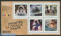 Canada 2014 Haunted Canada 5v M/s, Mint NH, Transport - Fire Fighters & Prevention - Railways - Ships And Boats - Unused Stamps