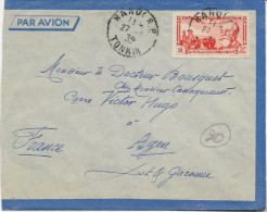 INDOCHINE - LETTRE AFFRANCHIE POSTE AERIENNE N° 15 OBLITEREE HANOI - TONKIN - 1939 - Briefe U. Dokumente