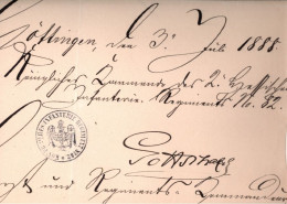 ! 1888 Autograph Max Gottschalck, Göttingen, Res. Infanterie Regiment Nr. 82, Militaria, Militär, Kommandeur - Politisch Und Militärisch