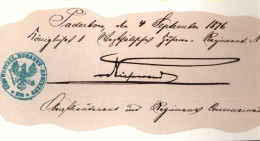 ! 1876 Autograph Friedrich Wilhelm Von Niesewand, 1. Westfälisches Husaren Regiment No.8, Militaria, Militär, Kommandeur - Politisch Und Militärisch