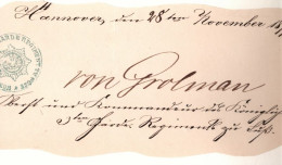 ! 1877 Autograph Ernst Von Grolman, 3. Garde Regiment Zu Fuss, Hannover, Militaria, Militär, Kommandeur - Politisch Und Militärisch