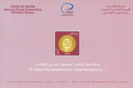 QATAR  - 2014, POSTAL STAMP BULETIN OF 50 YEARS OF ACCOMPLISHMENTS ( QATAR INSURANCE CO.) AND TECHNICAL DETAILS. - Qatar