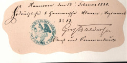 ! 1880 Autograph  Graf Friedrich Franz Von Waldersee, Ulanen Regiment No.13, Hannover, Militaria, Militär, Kommandeur - Politiek & Militair