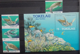 Tokelau 1995, Sea Turtle, MNH S/S And Stamps Set - Tokelau