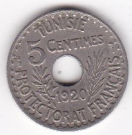 Protectorat Français . 5 Centimes 1920 - HA 1338, Grand Module,, En Cupro Nickel, Lec# 85 - Tunisia