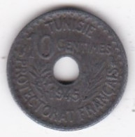 Tunisie Protectorat Français. 10 Centimes 1945, Petit Module , En Zinc, Lec# 121 - Tunisie