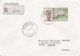 GABON-1976--Lettre Recommandée De NDENDE  Pour CHATOU -78 (France)--timbre ( A.Schweitzer )   Seul Sur Lettre - Gabon (1960-...)