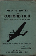 MANUEL PILOT'S NOTES FOR OXFORD I & II AVIATION RAF PILOTE GUERRE AERIENNE 1939 1945 - Luchtvaart