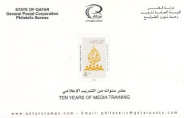 QATAR  - 2014, POSTAL STAMPS BULETIN OF TEN YEARS OF MEDIA TRAINING AND TECHNICAL DETAILS. - Qatar