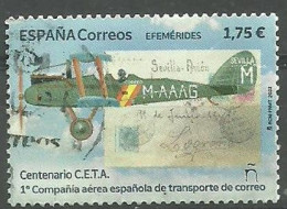 ESPAGNE SPANIEN SPAIN ESPAÑA 2022 CENT FIRST SPANISH MAIL TRANSPORT AIRLINE COMPANY CORREO AÉREO ED 5582 MI 5633 YT 5338 - Usados