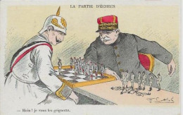 CPA échecs Chess KAISER Satirique Caricature Joffre Germany Patriotique Circulé - Schaken