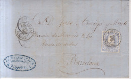 Año 1870 Edifil 107 Alegoria Carta  Matasellos Figueras Gerona Membrete Fabrica De Varios Tejidos - Lettres & Documents