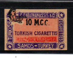 TURQUIE -- ERRINOPHILIE -- Vignette Cinderella Non Dentelé -- TURKISH Cigarettes - 10 M.C.C. - Sonstige & Ohne Zuordnung