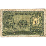 Italie, 50 Lire, 1951-12-31, KM:91b, B+ - 50 Liras