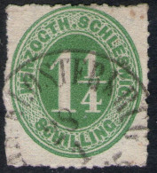 Bhf. Klosterkrug 28/1 1865 Auf 1 1/4 Shilling Gelbgrün - Schleswig Holstein Nr. 4 - Schleswig-Holstein