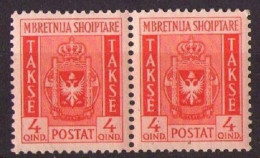Italie Occupation De L'Albanie Taxe 1940 Armorie N° 35 En Paire Côte Sassone 2009, 170 €. (H8) - Albanië