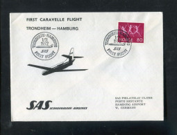 "NORWEGEN" 1972, SAS-Caravelle-Erstflugbrief "Trondheim-Hamburg" (70126) - Lettres & Documents