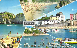 TENBY, MULTIPLE VIEWS, ARCHITECTURE, BOATS, BEACH, WALES, UNITED KINGDOM, POSTCARD - Pembrokeshire