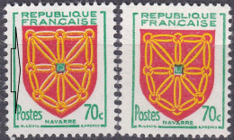 18024 Variété : N° 1000 Blason Navarre Chaines Bicolores Blanches Et Jaunes Doublées + Normal   ** - Ongebruikt