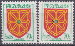 18025 Variété : N° 1000 Blason Navarre Bouton Central Déplacé + Normal   ** - Unused Stamps