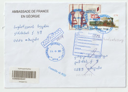 7591 GEORGIE GEORGIA 2023 TRAIN RAIL Recommandé Registered Code Barre Tbilitsi PND RTS NPAI RETURN TO SENDER - Georgien