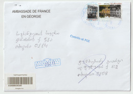 7593 GEORGIE GEORGIA 2023 CONTROLE CONTROL Recommandé Registered Code Barre Tbilitsi PND RTS NPAI RETURN TO SENDER - Georgië