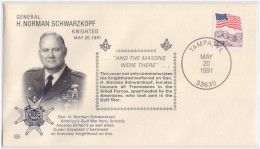 General H Norman Schwarzkopf Knighted, Gulf War Hero Honours All Freemasons In The Allied Forces Freemasonry Masonic FDC - Vrijmetselarij