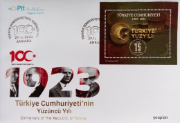 Türkiye 2023, FDC - 100 Years Of The Republic Of Türkiye - FDC